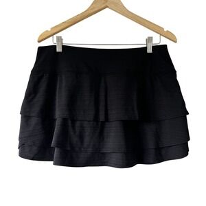 Athleta Black Ace Tennis Skort Ruffle Tiered Athletic Skirt Women's L